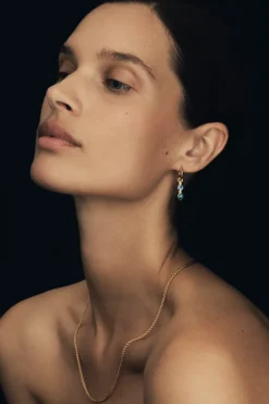 Teal Earrings  - Gold